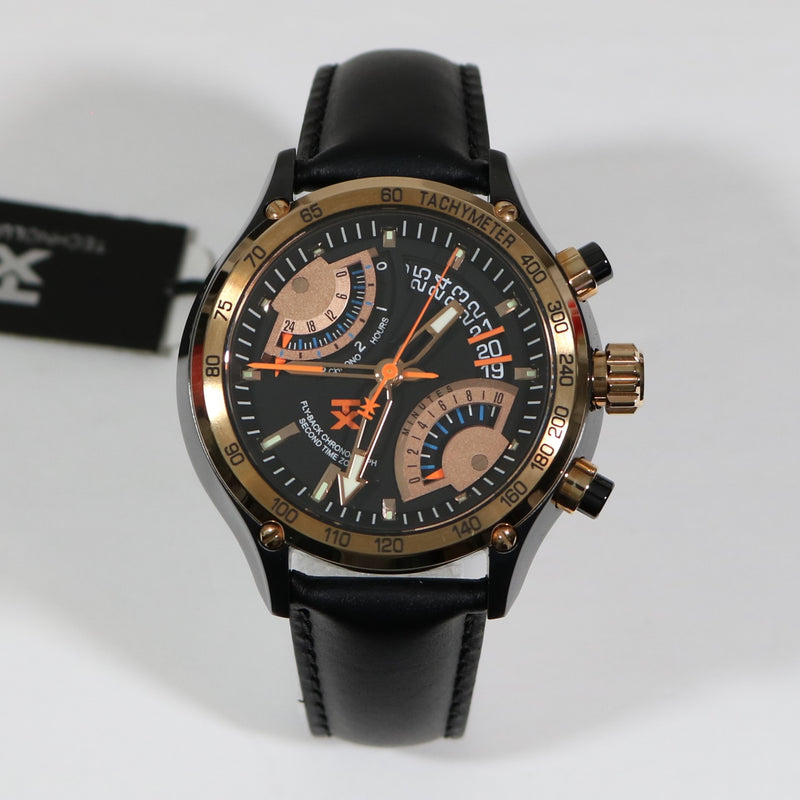 Timex TX Series Flyback Chronograph Leather Strap Black Dial Men's Watch T3C178