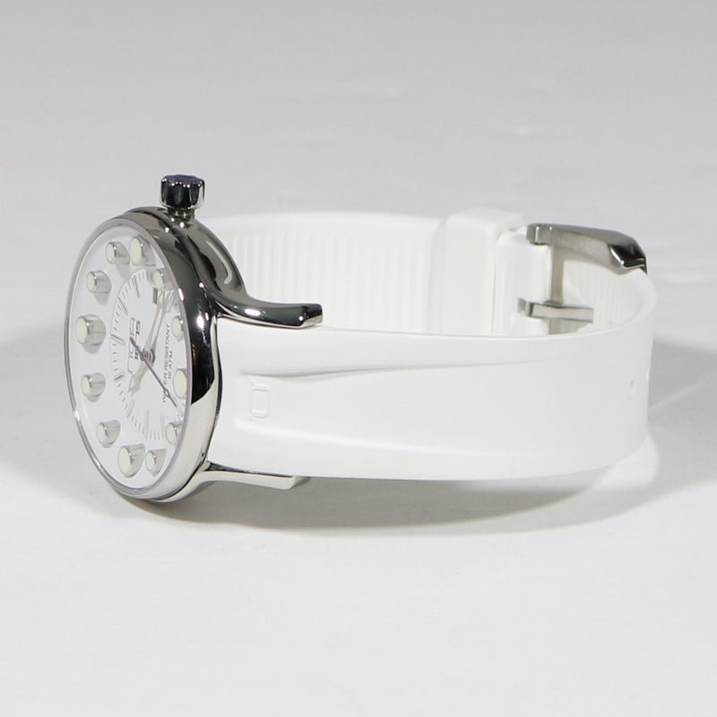 N.O.A 1675 Women's Stainless Steel White Dial Rubber Strap Watch NW-LQ002