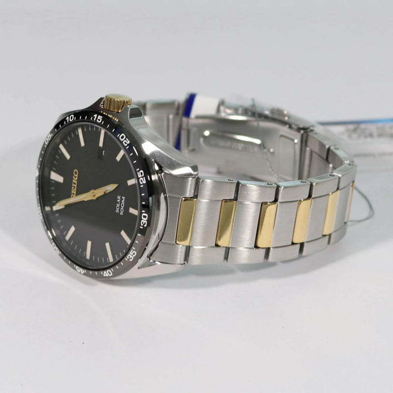 Seiko Men's Two Tone Solar Stainless Steel Watch SNE485P1 - Chronobuy