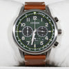 Citizen Eco-Drive Green Dial Stainless Steel Brown Leather Strap Men's Watch CA4420-21X