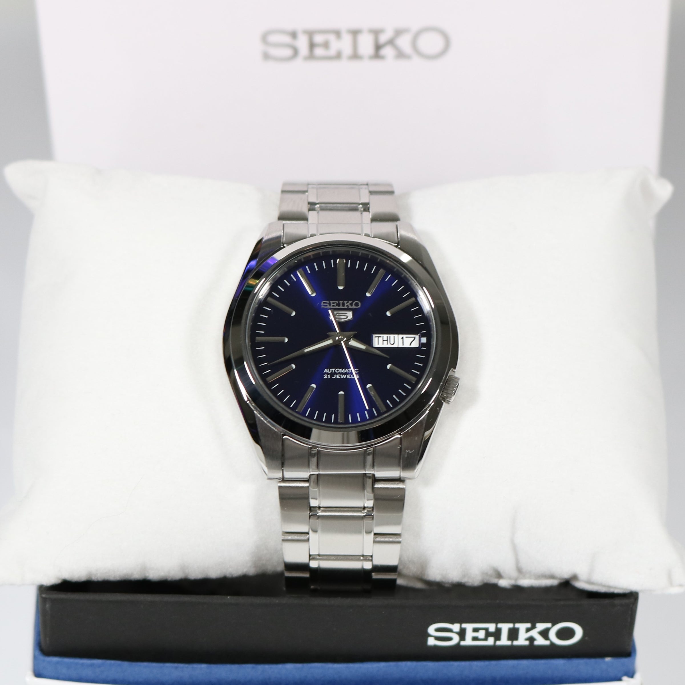 Seiko 5 Men s Automatic 21 Jewels Blue Dial Watch SNKL43K1 Chronobuy