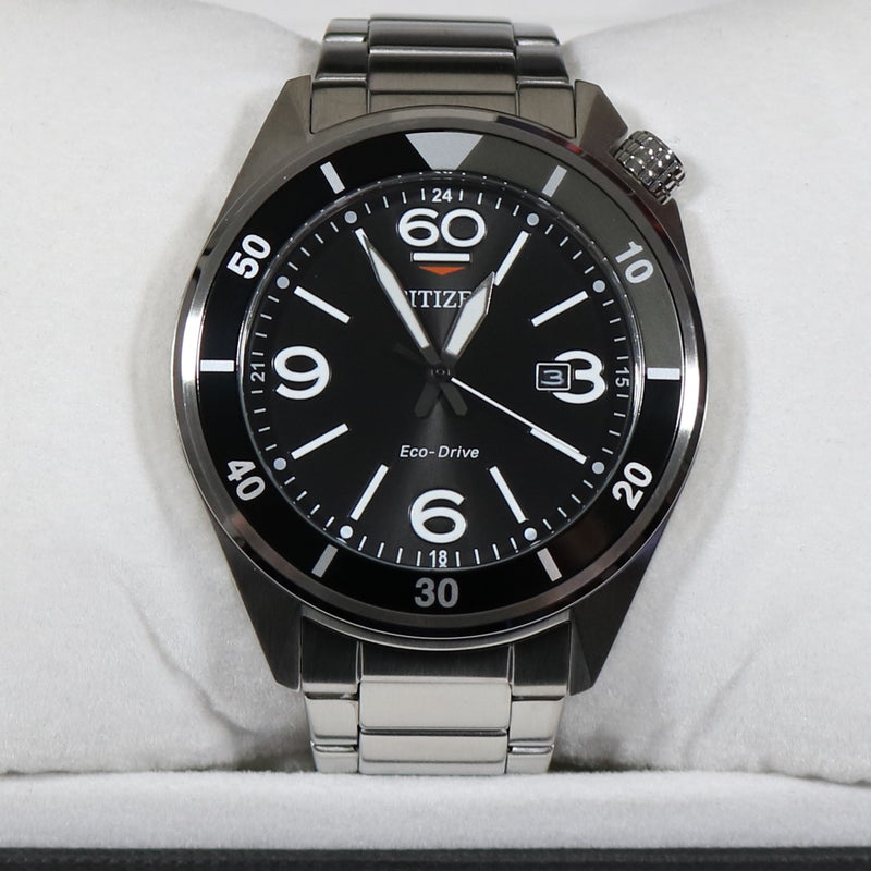 Citizen Eco Drive Black Dial Stainless Steel Men's Sports Watch AW1710-80E