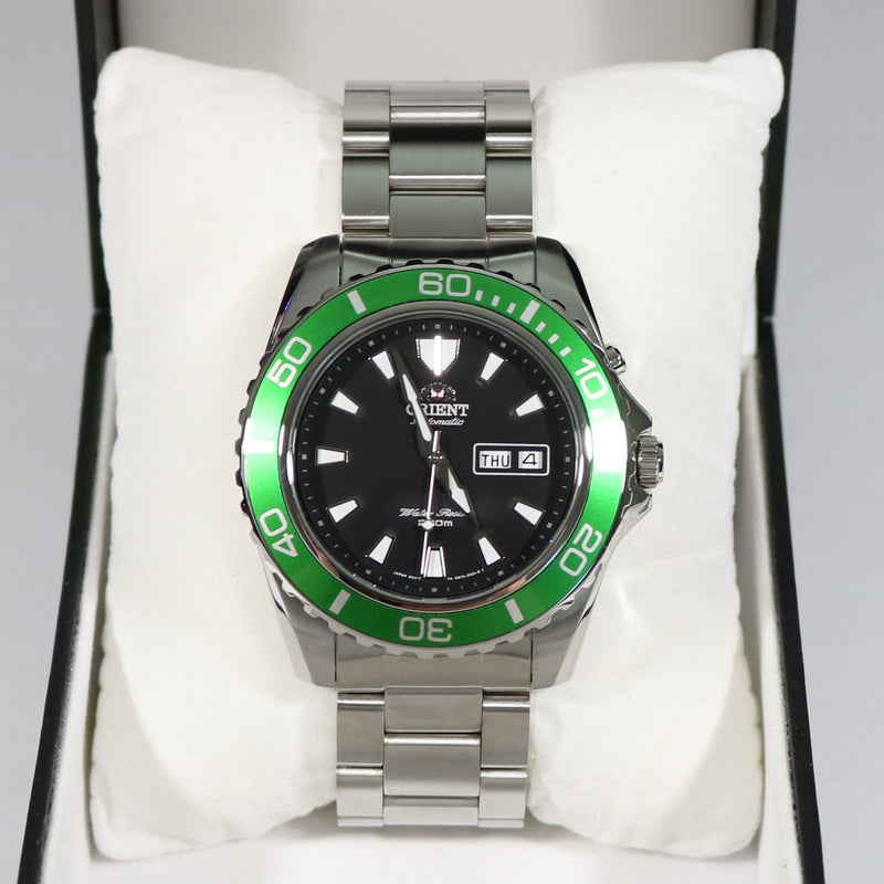 Orient Green Bezel Black Dial Classic Diver Men's Watch FEM75003B9