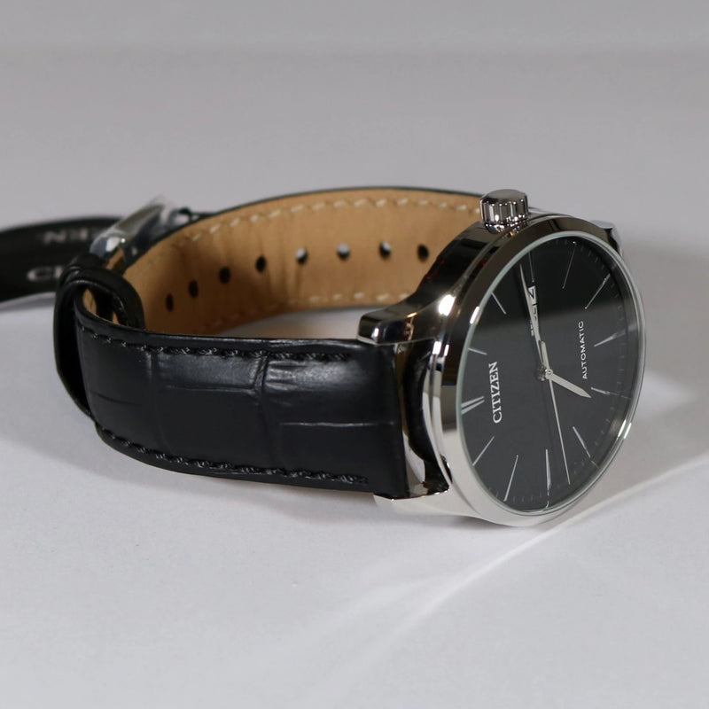 Citizen Mechanical Automatic Black Leather Elegant Men's Watch NH8350-08E - Chronobuy