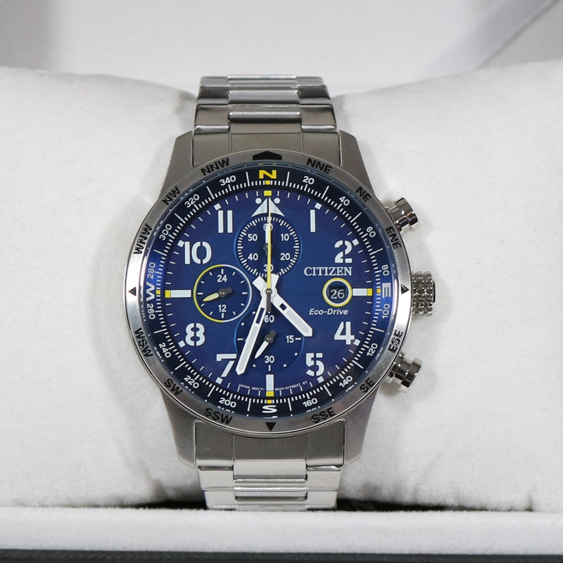 Citizen Men's Eco Drive Blue Dial Stainless Steel Chronograph Watch CA0790-83L