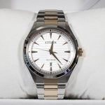 Citizen Eco Drive Men's Two Tone Stainless Steel White Dial Watch AW1756-89A