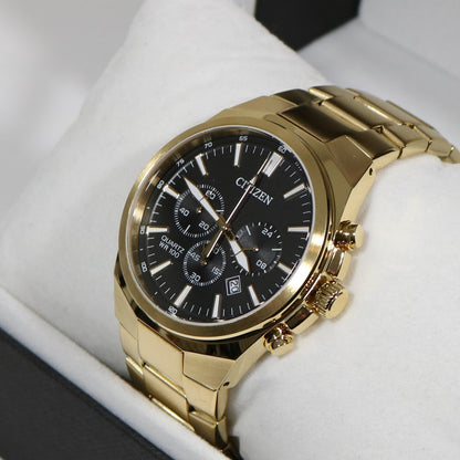 Citizen Men's Quartz Gold Tone Stainless Steel Black Dial Watch AN8173-51E 3