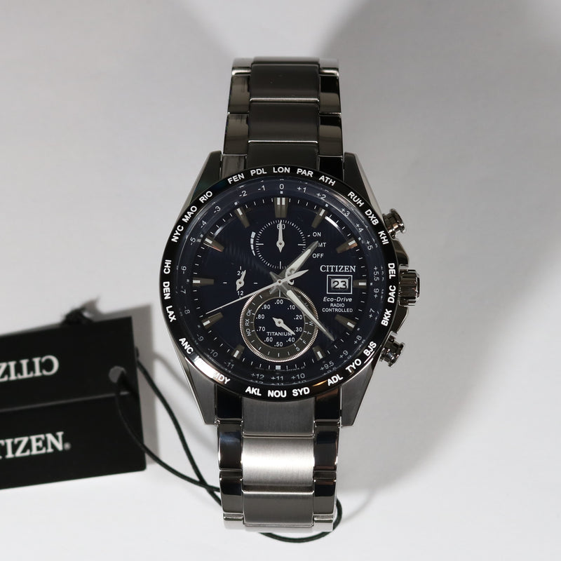 Citizen Eco-Drive Super Titanium Blue Dial Men's Chronograph Watch AT8154-82L