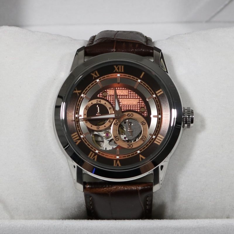 Bulova Sutton Automatic Stainless Steel Brown Skeleton Dial Men s Watc Chronobuy