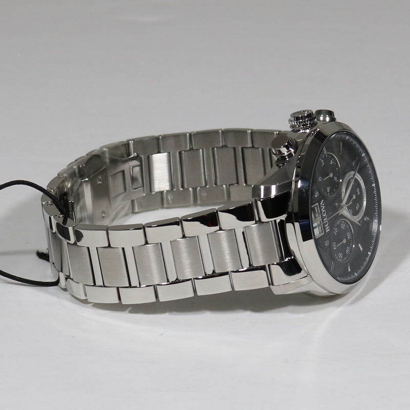 Bulova Sutton Stainless Steel Black Dial Men s Chronograph Watch