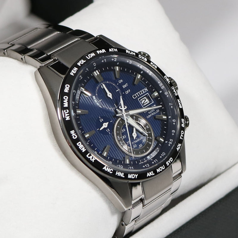 Citizen Eco-Drive Super Titanium Blue Dial Men's Chronograph Watch AT8154-82L