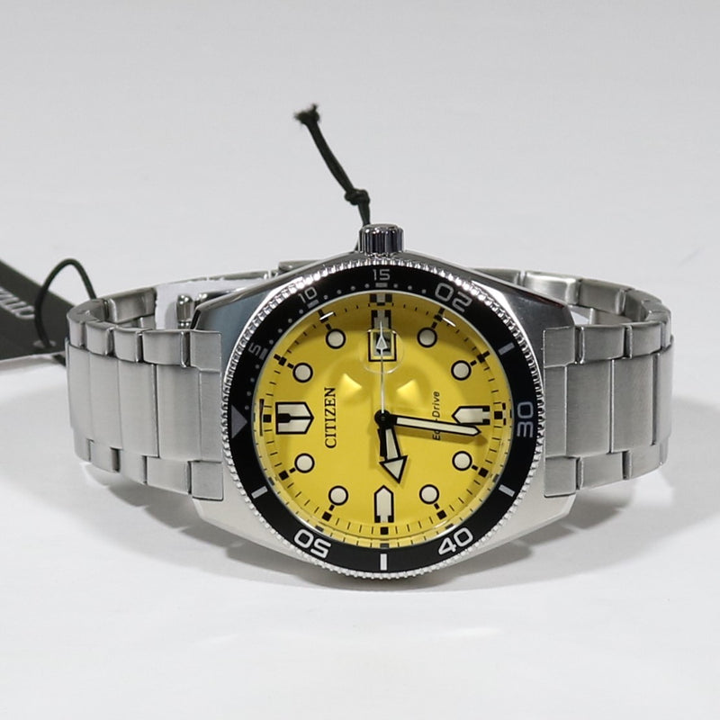 Citizen Eco Drive Yellow Dial Stainless Steel Men's Dress Watch AW1760-81Z