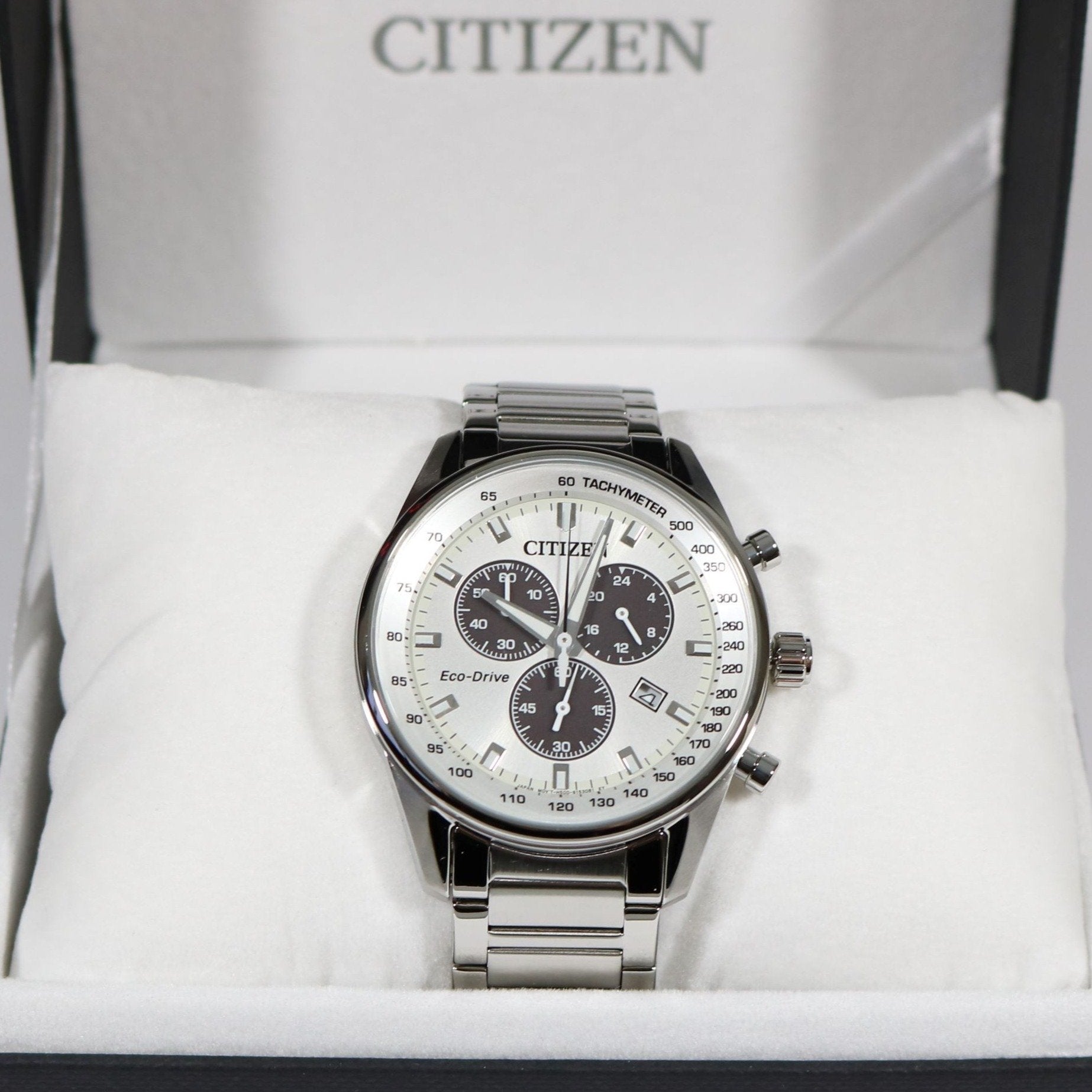 Citizen Eco-Drive Chronograph White Dial Stainless Steel Men's