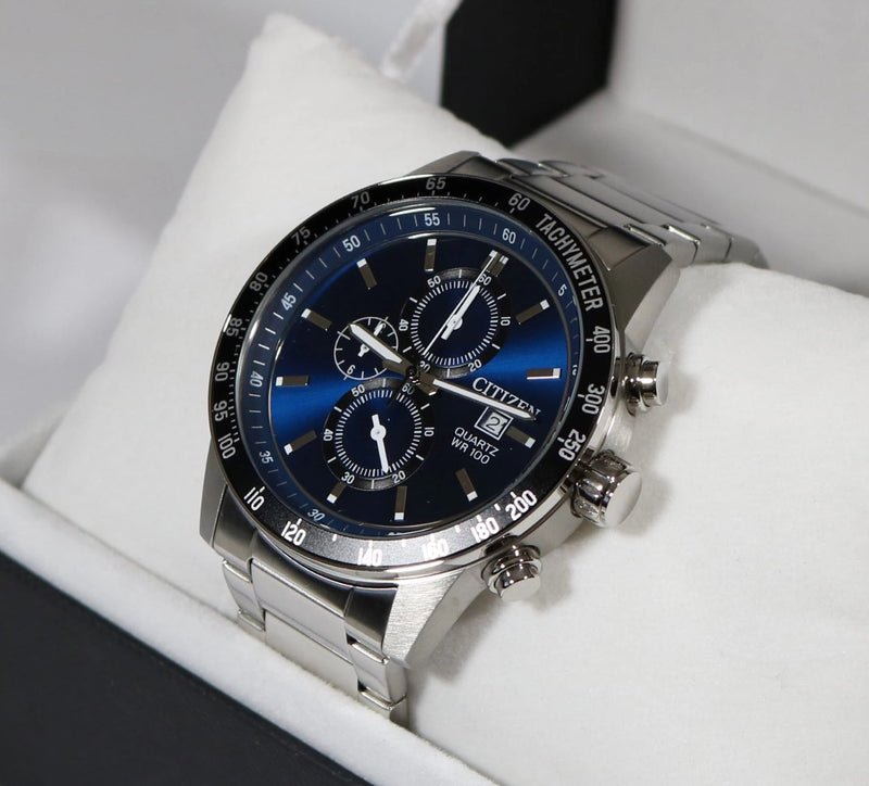 Citizen Chronograph Quartz Blue Dial Men s Stainless Steel Analog