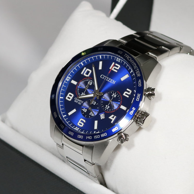 Citizen Quartz Men's Blue Dial Stainless Steel Watch AN8161-50L