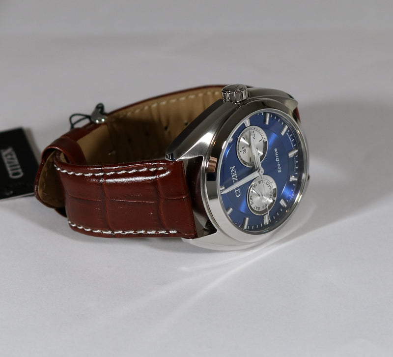 Citizen Men s Paradex Blue Dial Leather Strap Watch BU4011 11L Chronobuy