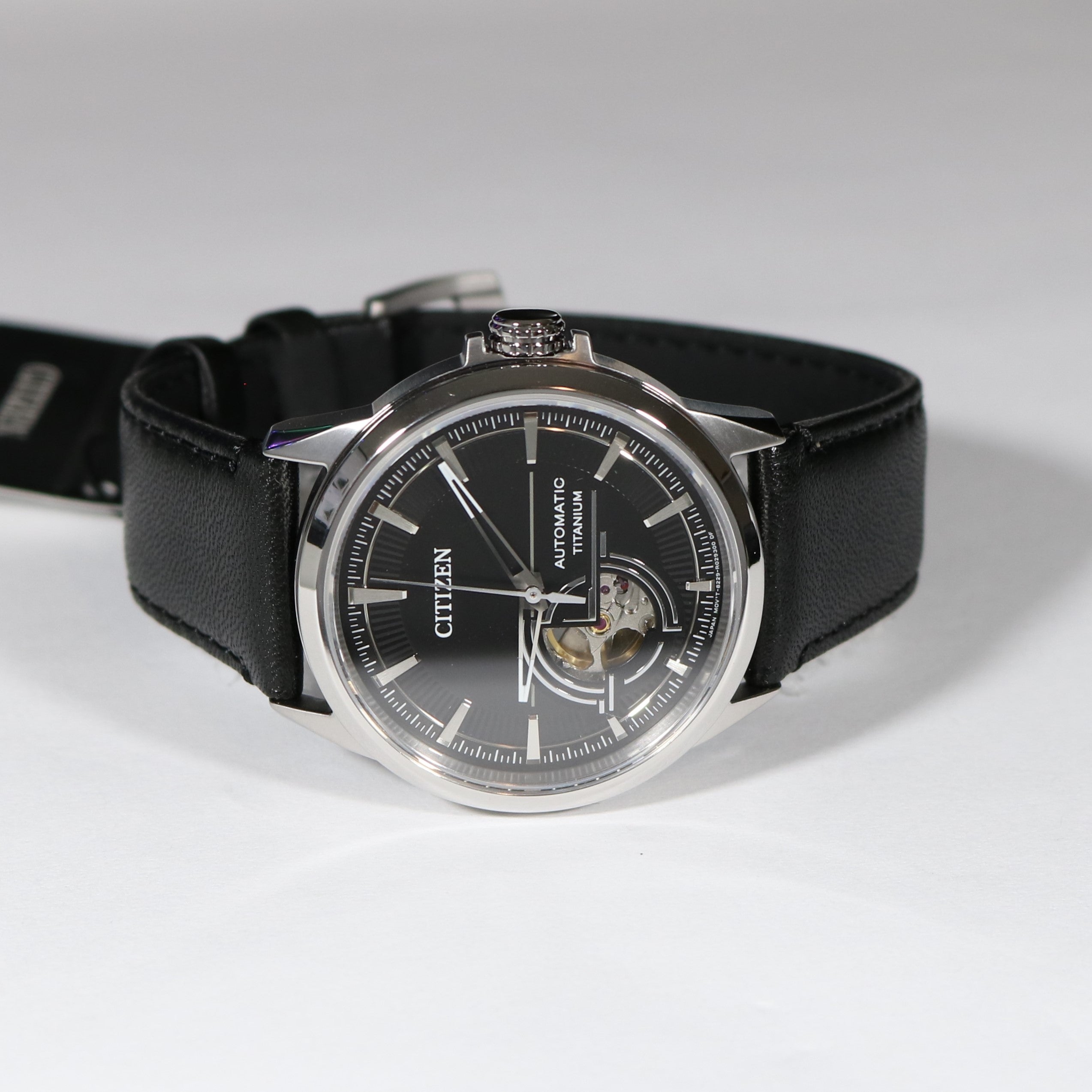 Citizen Super Titanium Automatic Black Leather Strap Men's Watch NH9120-11E