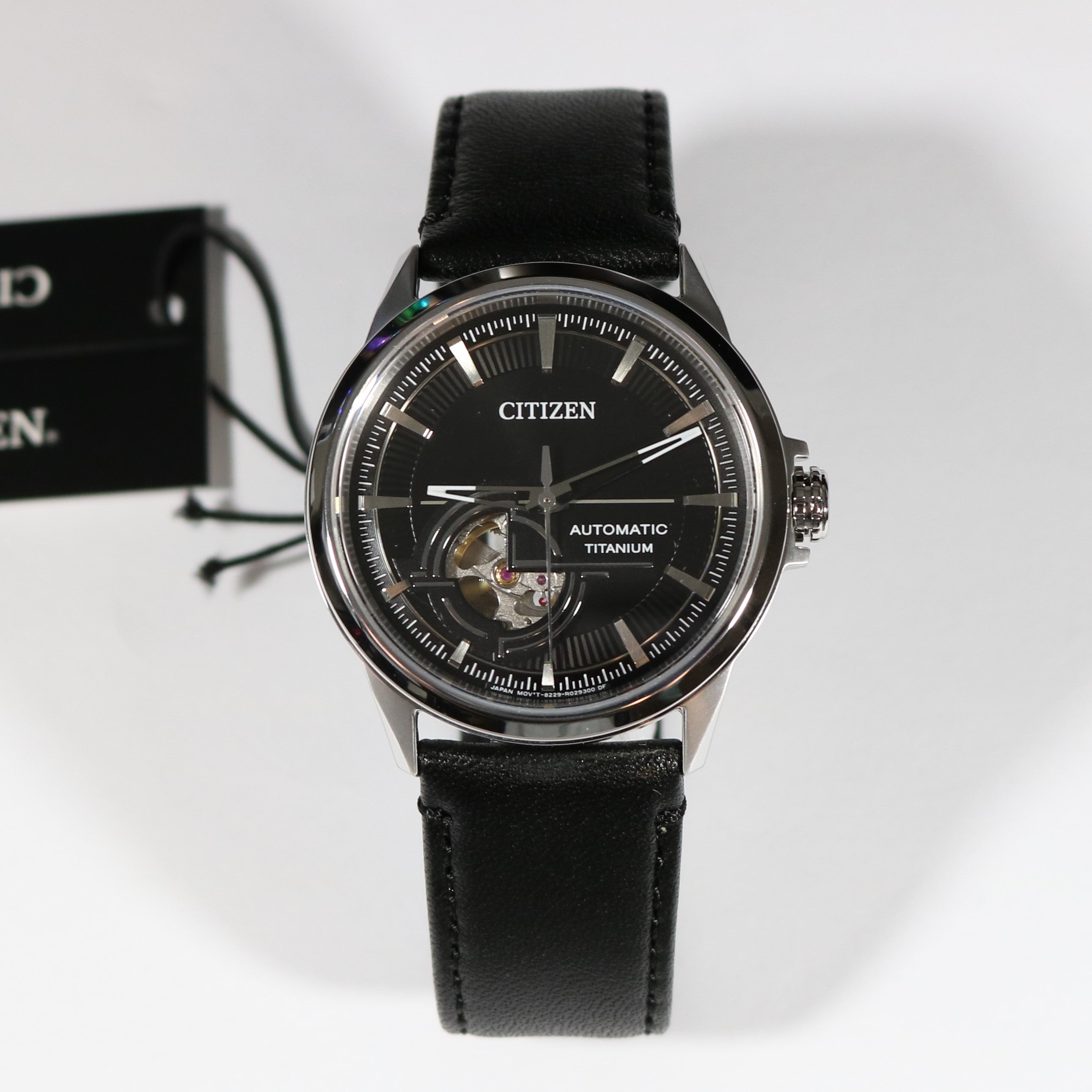 Citizen Super Titanium Automatic Black Leather Strap Men's Watch NH9120-11E