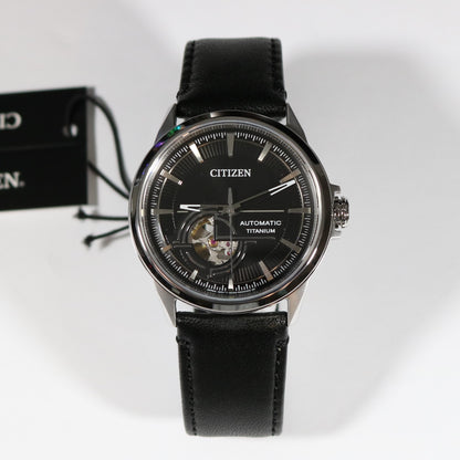 Citizen Super Titanium Automatic Black Leather Strap Men's Watch NH9120-11E