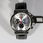 FERRE Milano Men's Silver Dial Black Leather Strap Watch FM1G106L0011