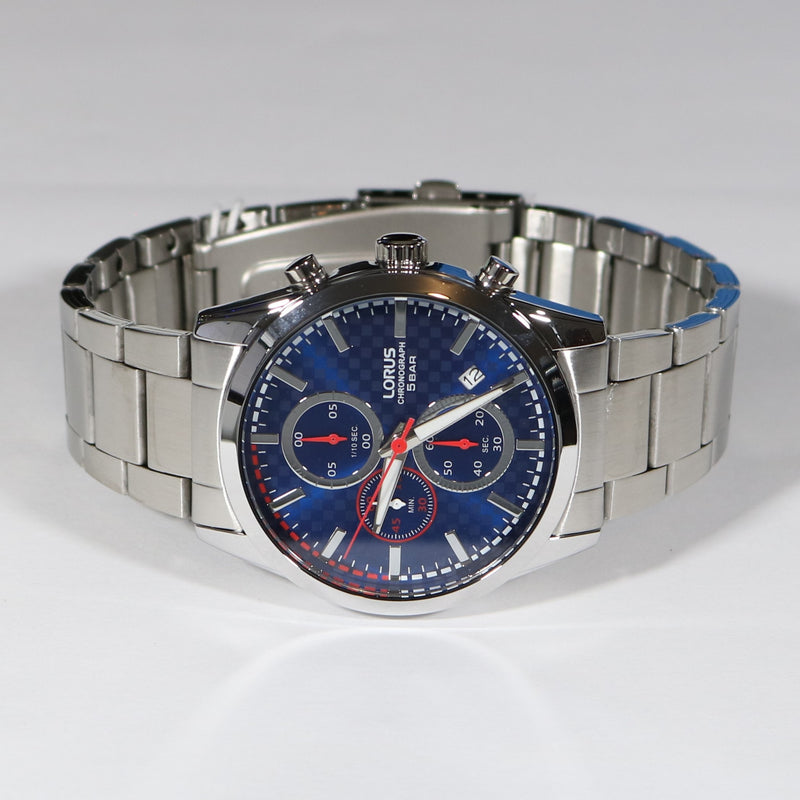 Lorus Blue Dial Stainless Steel Chronograph Men's Watch RM391FX9