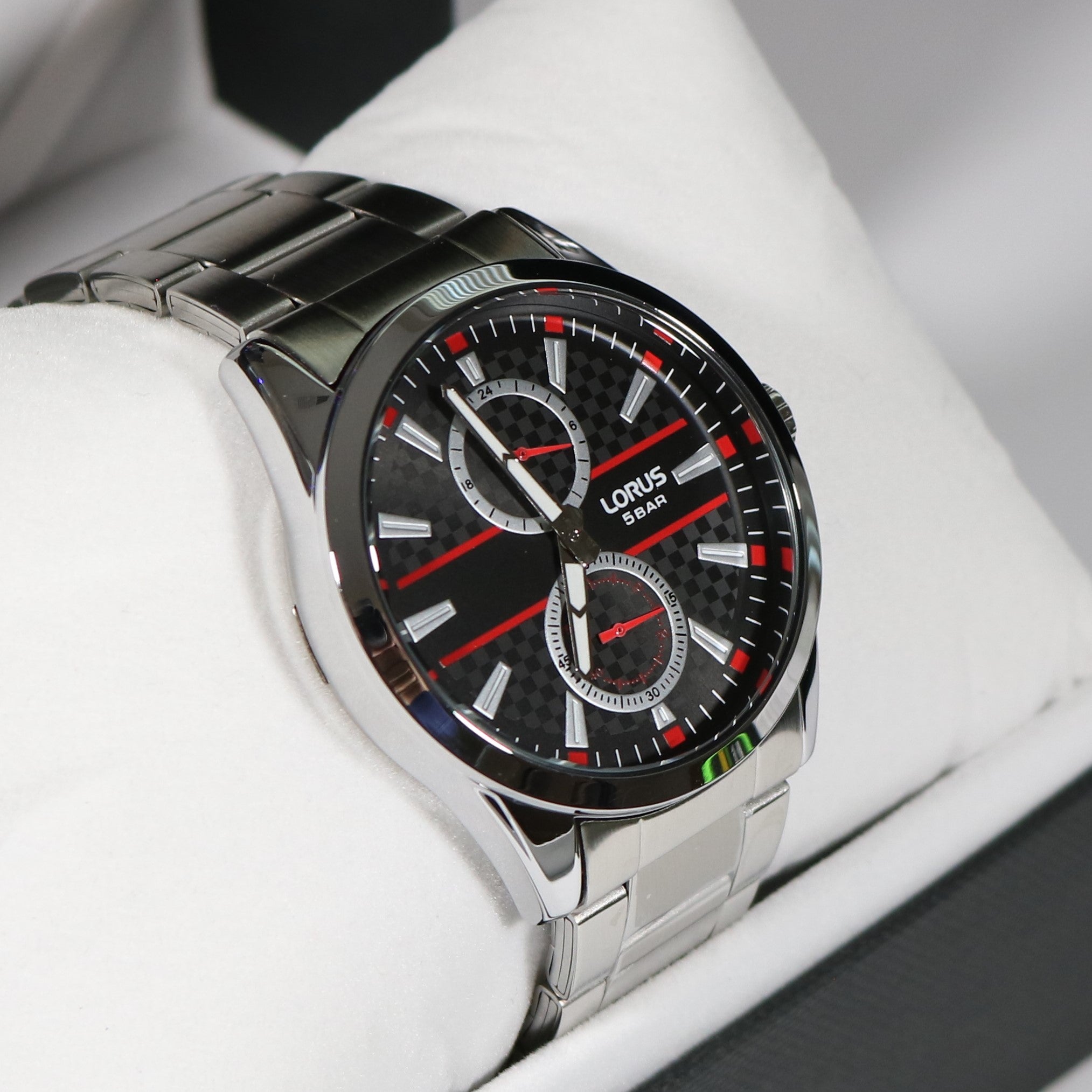 Lorus Men s Black Dial Stainless Steel Quartz Watch R3A57AX9 Chronobuy