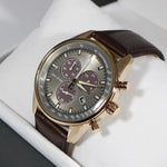 Citizen Men's Eco-Drive Brown Leather Strap Dress Watch AT2393-17H - Chronobuy