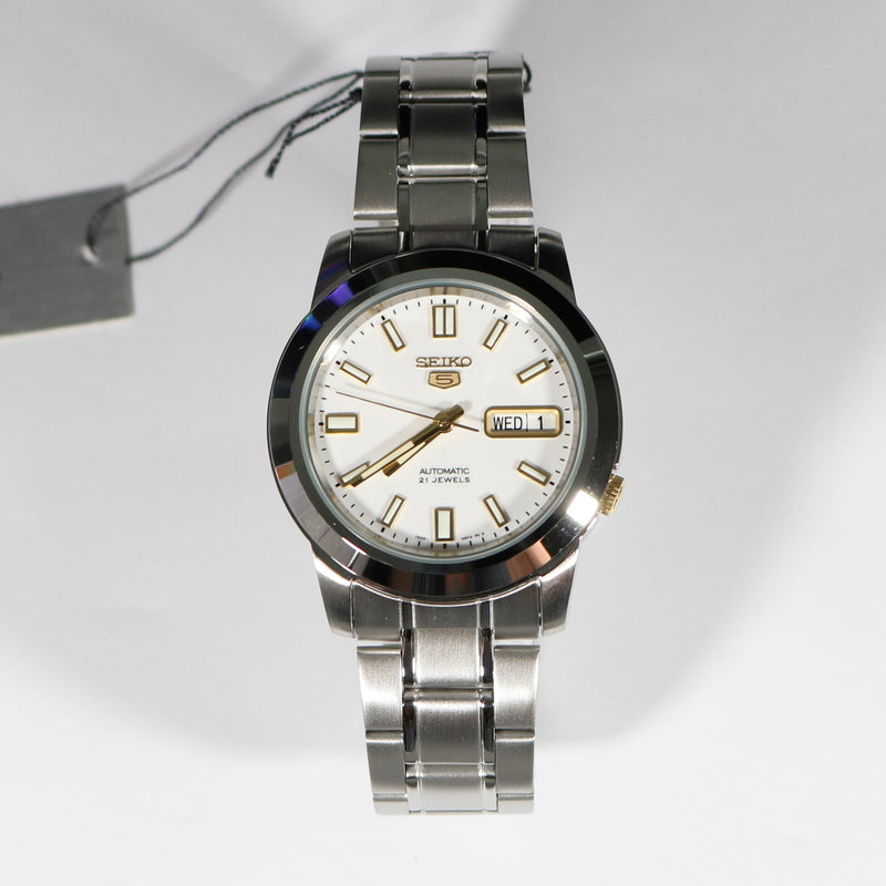 Seiko 5 Men s Automatic White Dial Stainless Steel Watch SNKK07K1 Chronobuy