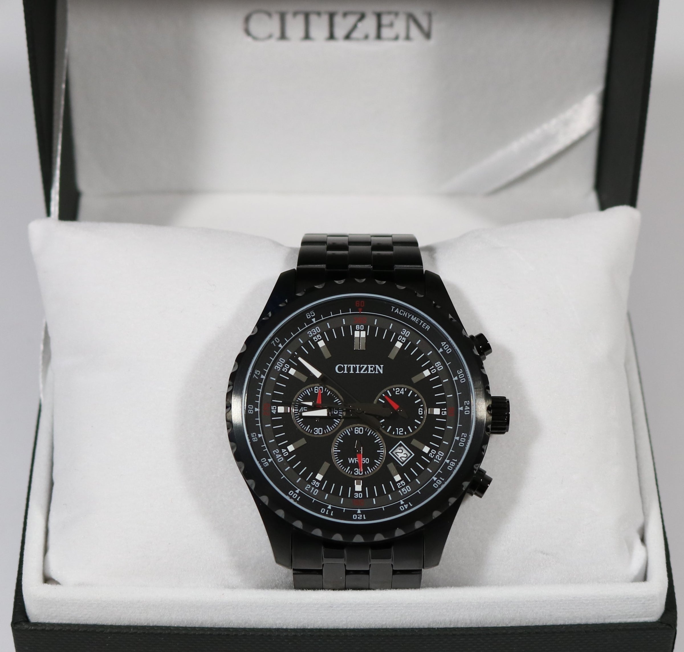 Citizen Quartz Black Stainless Steel Chronograph Men's Watch