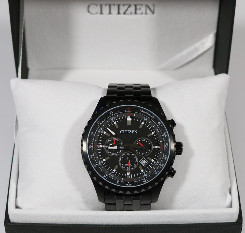 Citizen Quartz Black Stainless Steel Chronograph Men's Watch AN8065-53E - Chronobuy