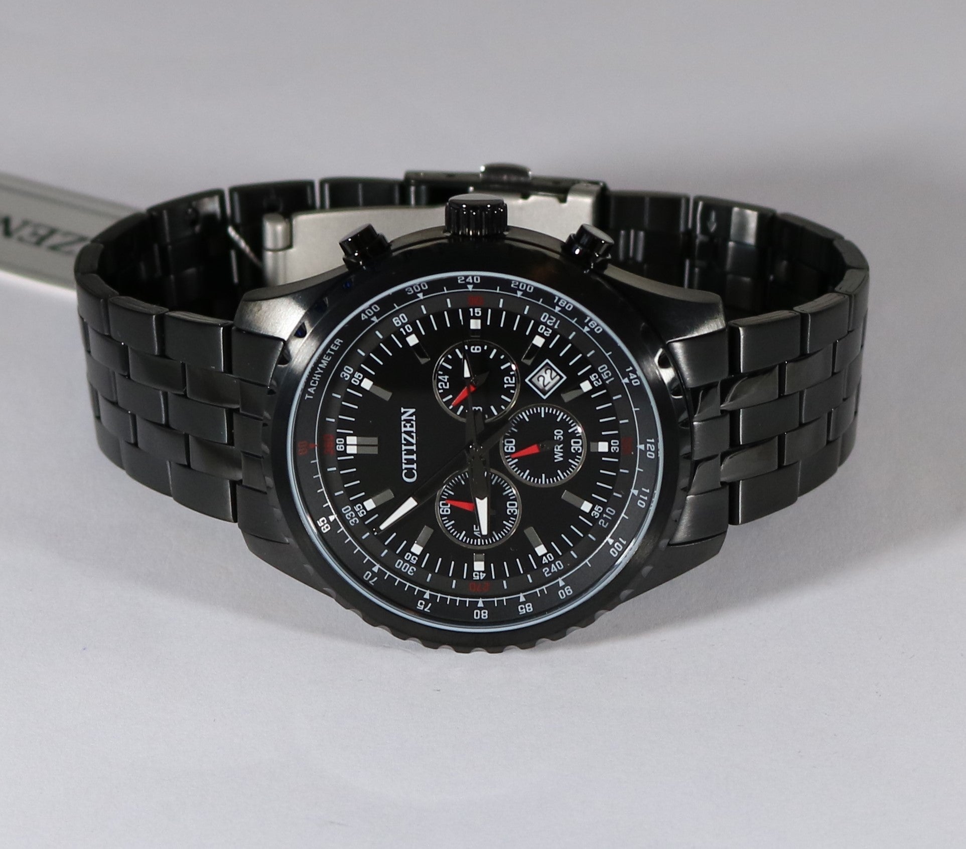 Citizen Quartz Black Stainless Steel Chronograph Men's Watch