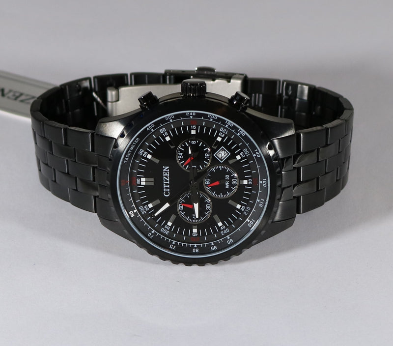 Citizen Quartz Black Stainless Steel Chronograph Men's Watch