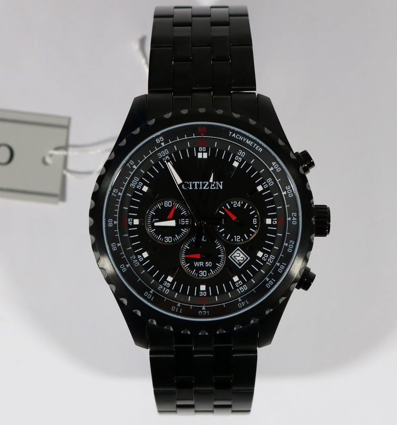 Citizen Quartz Black Stainless Steel Chronograph Men's Watch