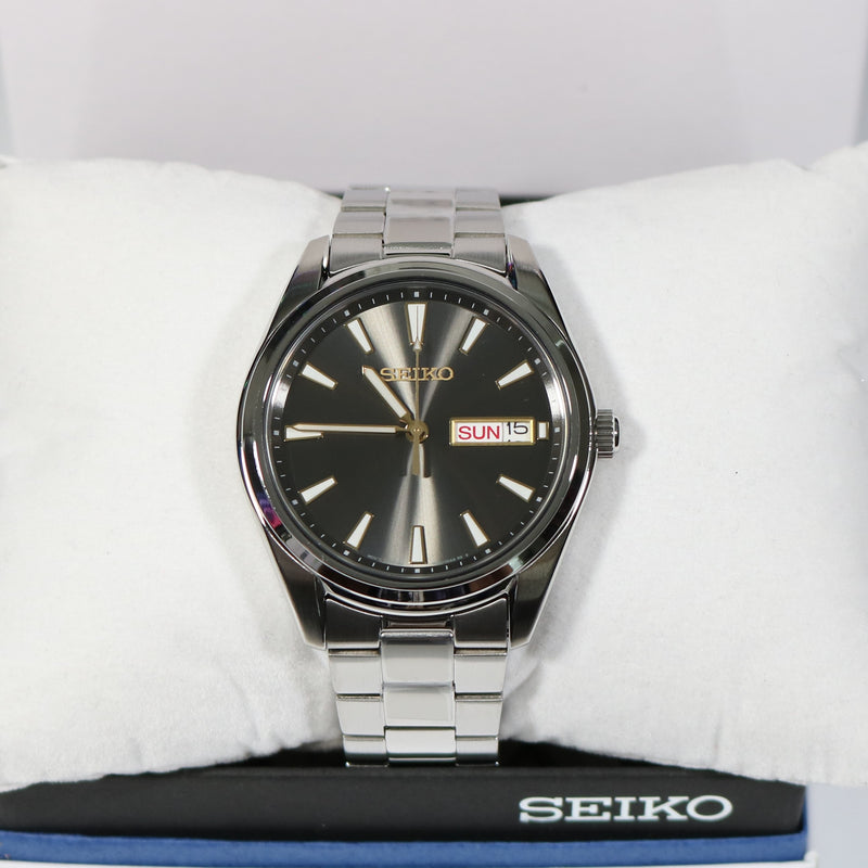 Seiko Quartz Grey Dial Stainless Steel Men's Watch SUR343P1