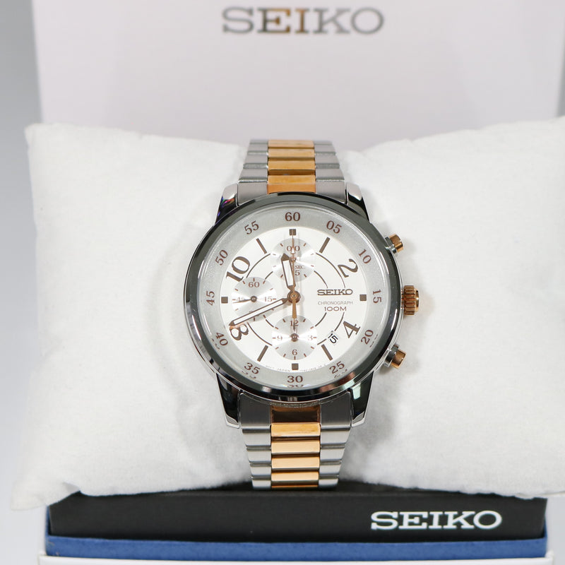 Seiko Quartz Women's White Dial Chronograph Watch SNDW86P1