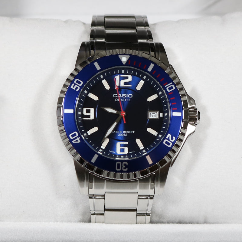 Casio Men's Blue Dial Stainless Steel Sports Watch MTD-1053D-2A