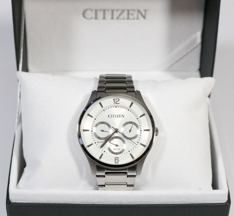 Citizen Men's Silver Stainless Steel White Dial Quartz Watch AG8351-86A  ﻿ - Chronobuy