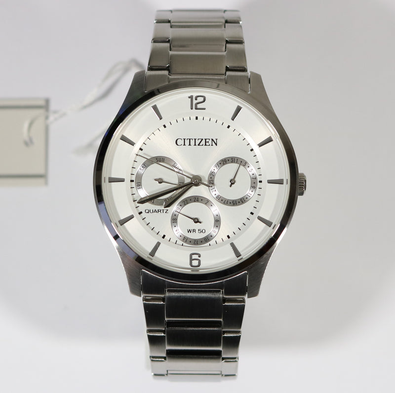 Citizen Men's Silver Stainless Steel White Dial Quartz Watch AG8351-86A  ﻿ - Chronobuy