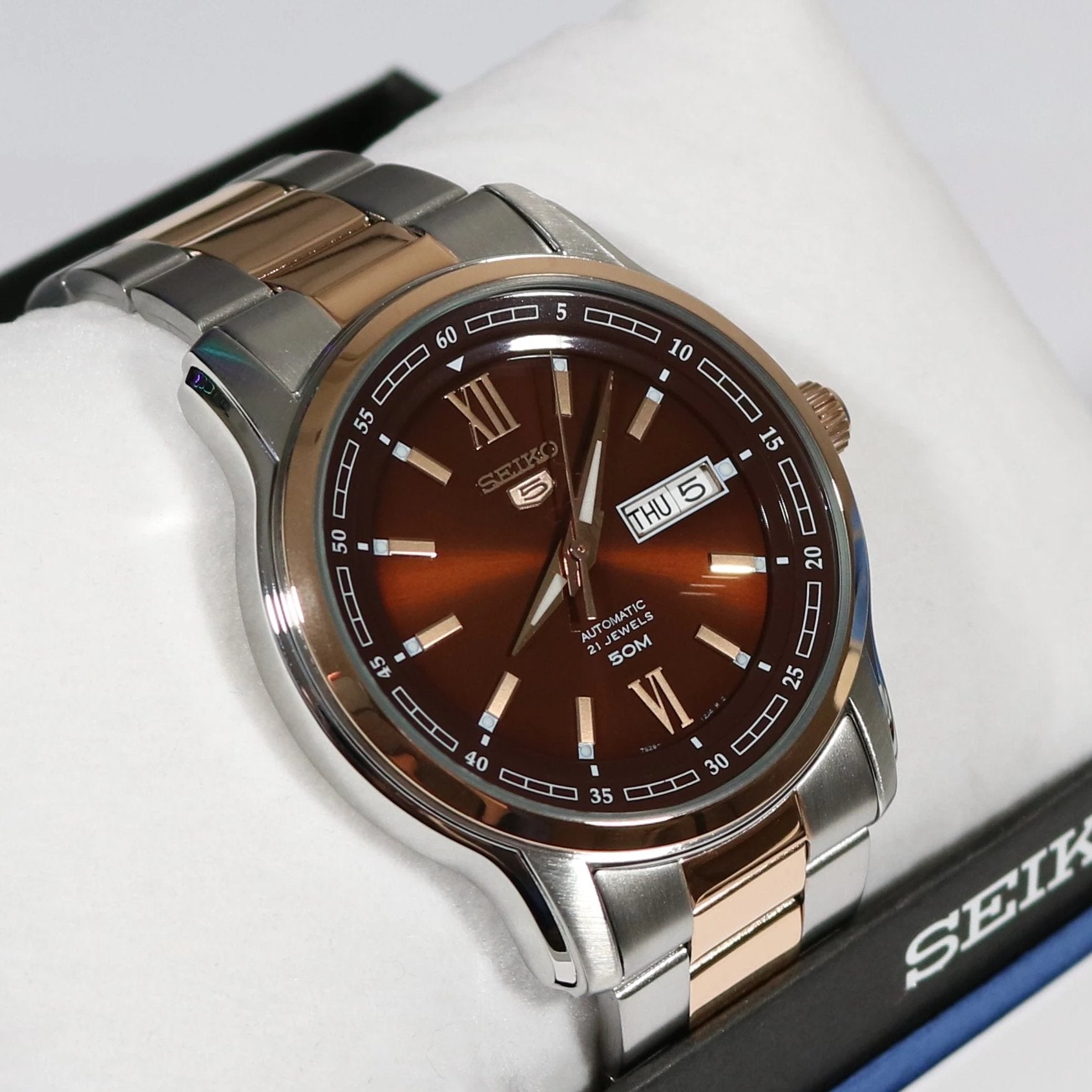 Seiko 5 Brown Dial Day Date Automatic Men s Watch SNKP18K1 Chronobuy