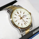 Seiko 5 Day Date Two Tone Automatic White Dial Men's Watch SNKN14K1 - Chronobuy