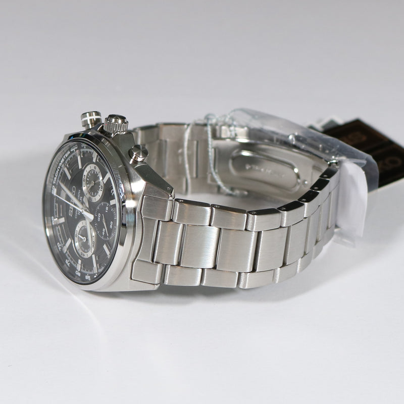 Seiko Quartz Men's Black Dial Chronograph Stainless Steel Watch SSB397P1
