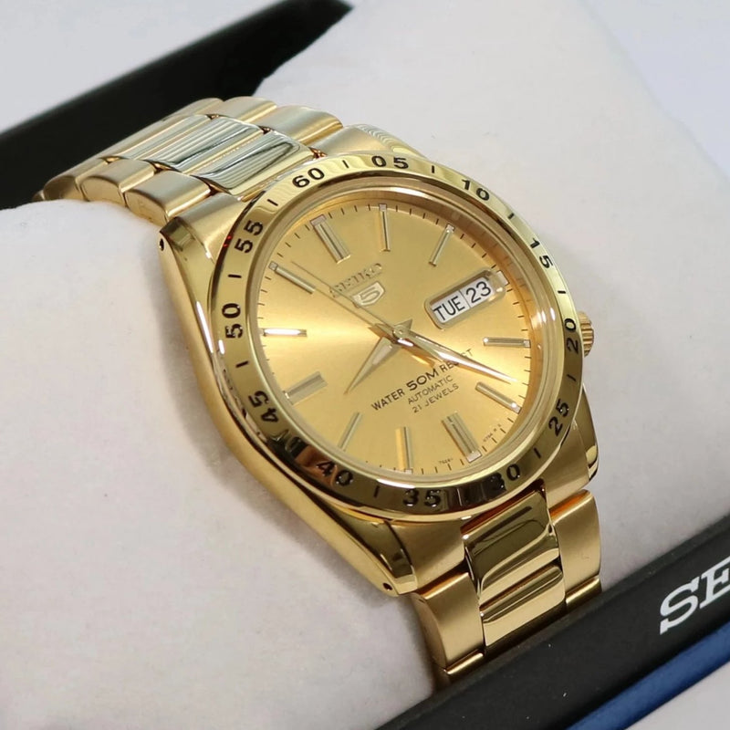 Seiko 5 Sports Gold Automatic Day Date Men's Watch SNKE06K1 - Chronobuy