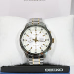 Seiko Chronograph White Dial Two Tone Stainless Steel Men's Watch SKS643P1