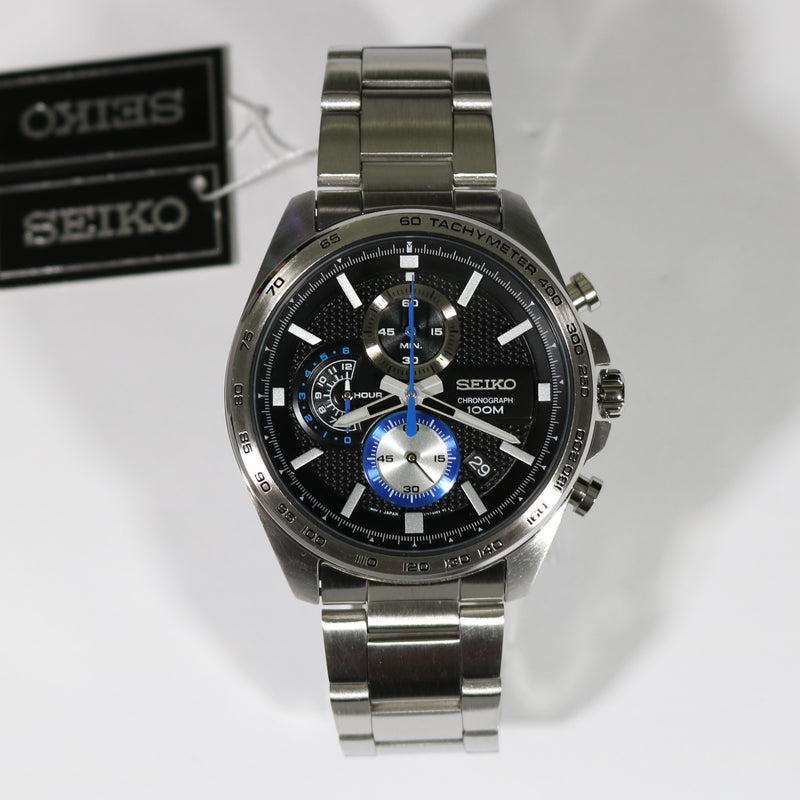 Seiko Quartz Stainless Steel Black Dial Chronograph Men's Watch SSB257P1