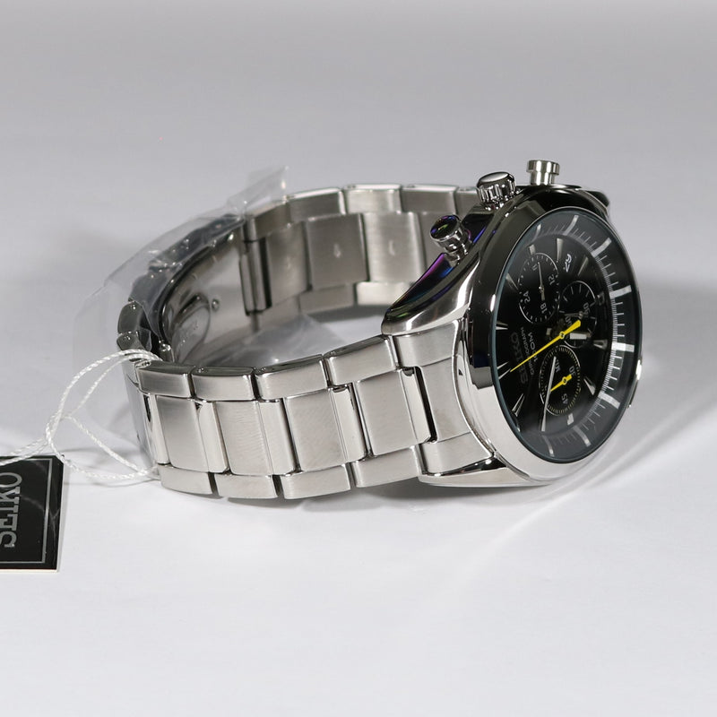 Seiko Quartz Stainless Steel Chronograph Black Dial Men s Watch SSB087 Chronobuy