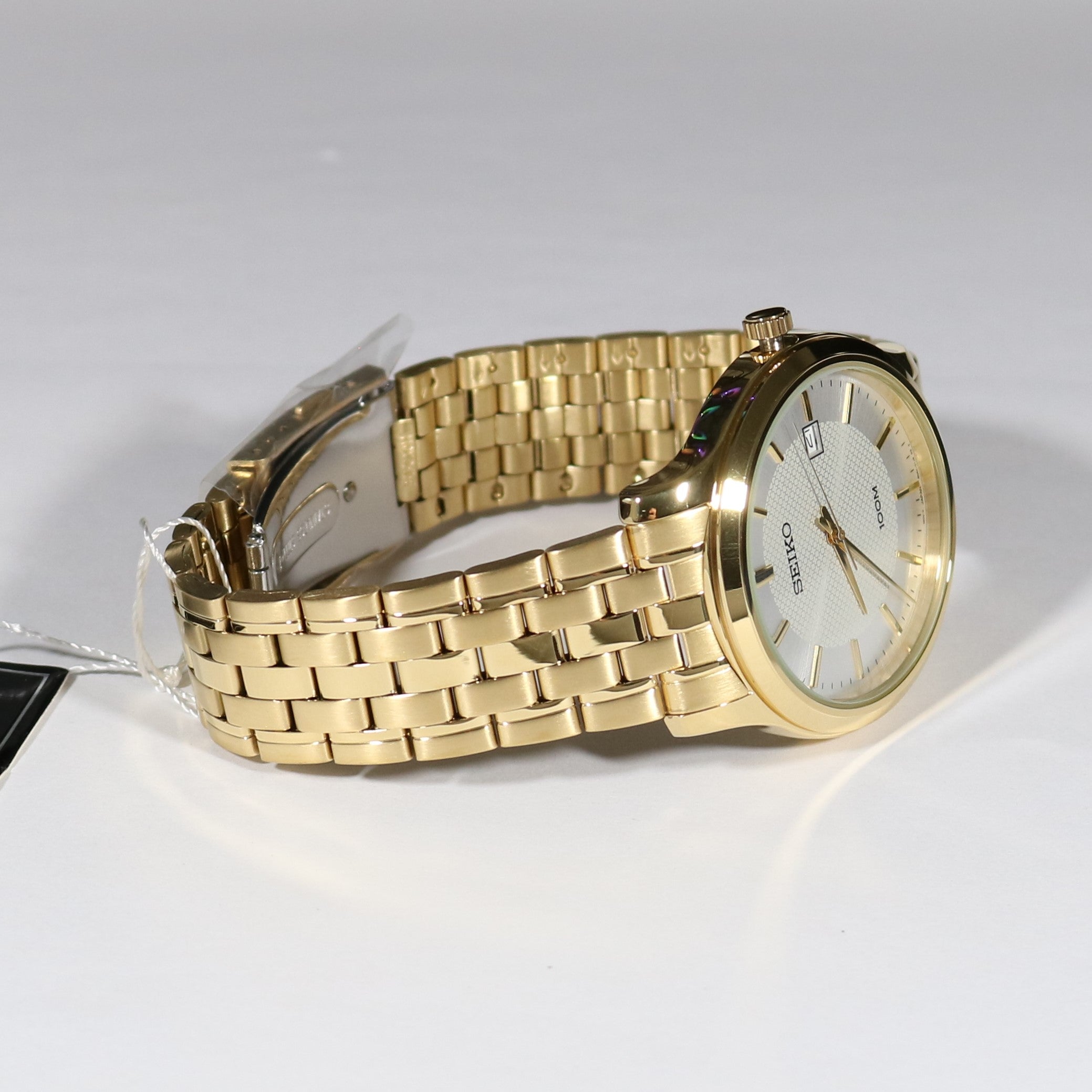 Seiko Neo Classic Men's Gold Tone Textured White Dial Watch