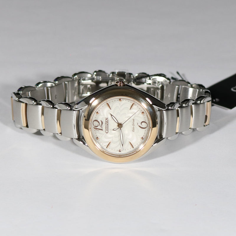 Citizen Eco-Drive White Dial Two Tone  Stainless Steel Women's Watch FE2074-59A
