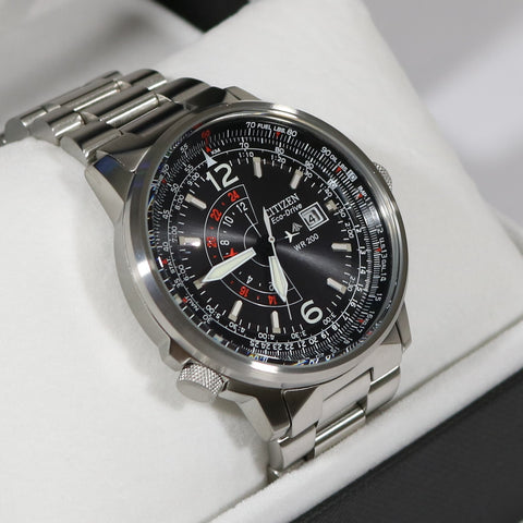 Citizen Eco Drive Nighthawk Pilot Stainless Steel Men s Watch BJ7010 5 Chronobuy