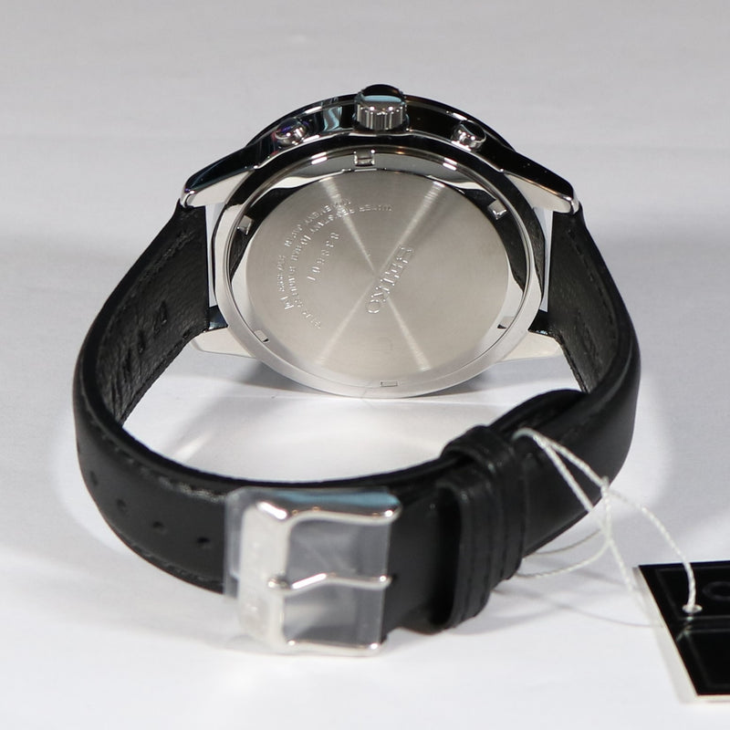 Seiko Chronograph Black Dial Stainless Steel Leather Strap Men's Watch SKS649P1 - Chronobuy