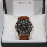 Citizen Eco-Drive Black Dial Leather Strap Men's Watch AO9003-08E - Chronobuy